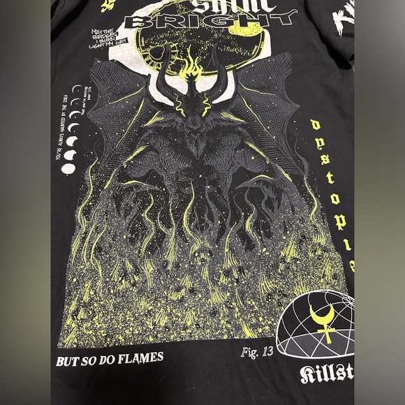 Killstar Longsleeve goth gothic satanic shirt moon print devil bat print graphic - Picture 8 of 11